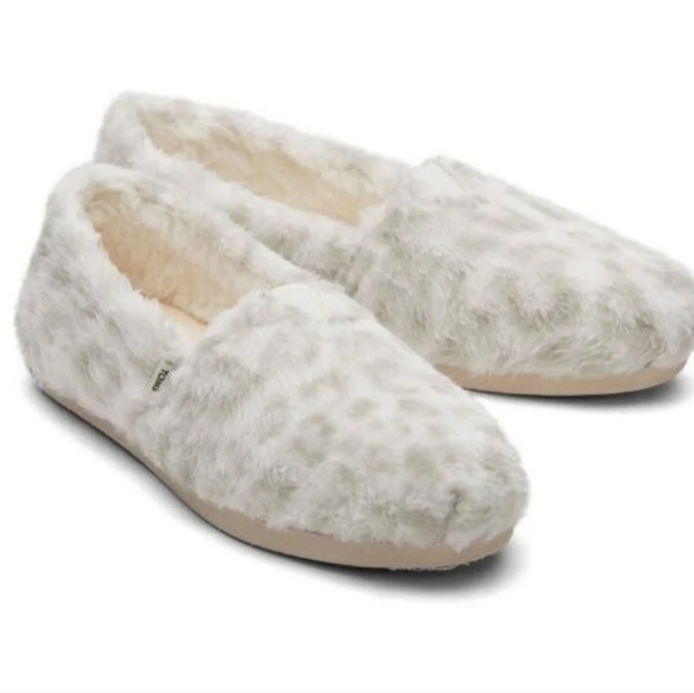 Comfee 👣TOM'S Alpargata Snow White Leopard Fleece Espadrilles
